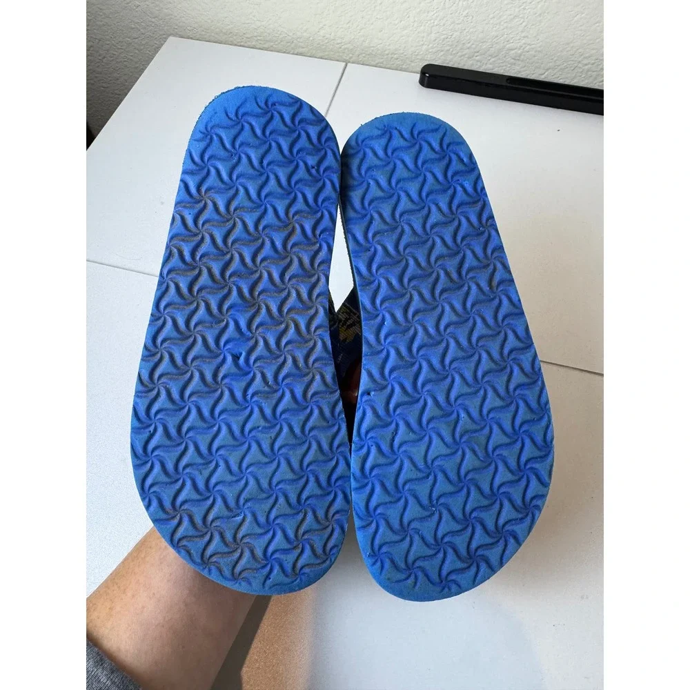 Teva Mush II‎ Flip Flop Sandals Kids Size 3 Blue Geometric Pattern Gorpcore